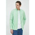Bombažna srajca Tommy Hilfiger moška, zelena barva - zelena. Srajca iz kolekcije Tommy Hilfiger. Model izdelan iz črtaste tkanine. Ima mehek ovratnik button-down. Izjemno udoben material, izdelan iz naravnih vlaken.