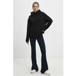 Pulover Answear Lab ženska, črna barva, s kapuco - črna. Pulover s kapuco iz kolekcije Answear Lab, izdelan iz enobarvne pletenine. Model iz izjemno udobne tkanine z visoko vsebnostjo bombaža.