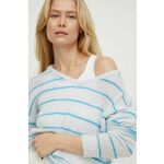 Volnen pulover American Vintage ženski - modra. Pulover iz kolekcije American Vintage. Model izdelan iz vzorčaste pletenine. Visoka vsebnost volne zagotavlja zaščito pred mrazom, dodatek poliamida pa povečuje trpežnost izdelka.