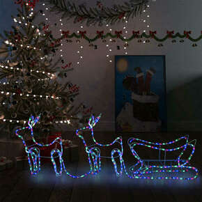 Shumee Božični jelen in sani zunanja dekoracija 576 LED lučk
