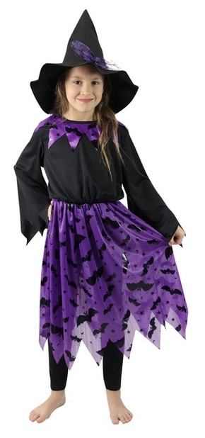 WEBHIDDENBRAND Otroški kostum čarovnice/haloween s palicami in klobukom (M) e-pakiranje