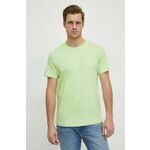 Bombažna kratka majica Calvin Klein Jeans moški, zelena barva - zelena. Kratka majica iz kolekcije Calvin Klein Jeans, izdelana iz tanke, elastične pletenine. Model iz izjemno udobne bombažne tkanine.