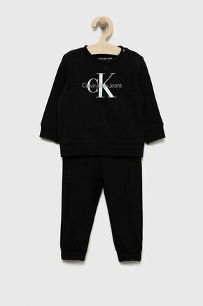 Otroška trenirka Calvin Klein Jeans črna barva - črna. Komplet trenirka za otroke iz kolekcije Calvin Klein Jeans. Model izdelan iz tanke