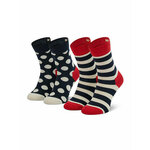Happy Socks Set 2 parov otroških visokih nogavic KSTR02-4000 Mornarsko modra