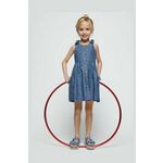 Otroška lanena obleka Mayoral - modra. Otroški obleka iz kolekcije Mayoral. Model izdelan iz enobarvnega materiala.