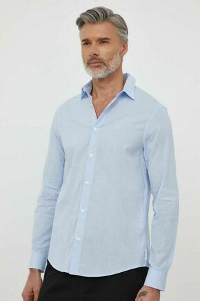Bombažna srajca Armani Exchange moška - modra. Srajca iz kolekcije Armani Exchange