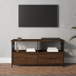 vidaXL TV omarica rjavi hrast 90x33x45 cm inženirski les in železo