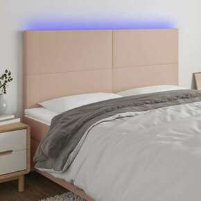 Greatstore LED posteljno vzglavje kapučino 200x5x118/128 cm umetno usnje