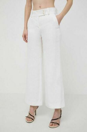 Lanene hlače Luisa Spagnoli bež barva - bež. Lahkotne hlače iz kolekcije Luisa Spagnoli izdelane iz enobarvne tkanine. Model iz zračne lanene tkanine.