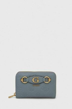Denarnica Guess ženski - modra. Srednje velika denarnica iz kolekcije Guess. Model izdelan iz ekološkega usnja.