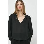 Majica Marciano Guess ženska, črna barva - črna. Bluza iz kolekcije Marciano Guess, izdelana iz enobarvne tkanine. Poliester zagotavlja večjo odpornost na gubanje.
