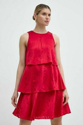 Obleka Armani Exchange bež barva - rdeča. Obleka iz kolekcije Armani Exchange. Model izdelan iz lahke tkanine. Model iz zračne tkanine z visoko vsebnostjo viskoze.