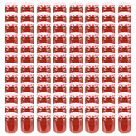 shumee Stekleni kozarci z belimi in rdečimi pokrovi 96 kosov 230 ml