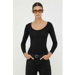 Majica z dolgimi rokavi Samsoe Samsoe ženski, črna barva - črna. Majica z dolgimi rokavi iz kolekcije Samsoe Samsoe, izdelana iz tanke, elastične pletenine. Model iz izjemno udobne tkanine z visoko vsebnostjo modala.