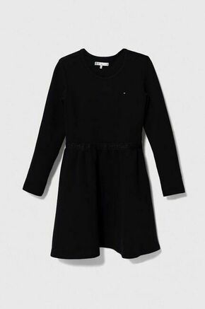 Otroška obleka Tommy Hilfiger črna barva - mornarsko modra. Otroški obleka iz kolekcije Tommy Hilfiger. Model izdelan iz elastične pletenine. Model iz mehke in na otip prijetne tkanine.