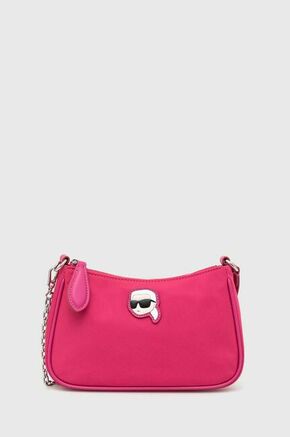 Torbica Karl Lagerfeld roza barva - roza. Majhna torbica iz kolekcije Karl Lagerfeld. Model na zapenjanje