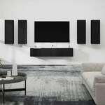 Greatstore Komplet TV omaric 6-delni črn inženirski les