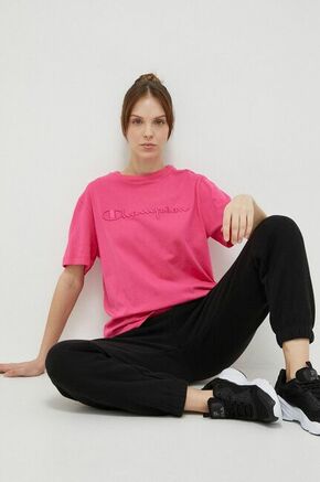 Bombažna kratka majica Champion roza barva - roza. Kratka majica iz kolekcije Champion. Model izdelan iz elastične pletenine. Visokokakovosten
