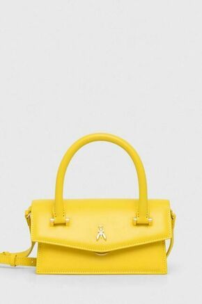 Usnjena torbica Patrizia Pepe rumena barva - rumena. Majhna torbica iz kolekcije Patrizia Pepe. Model na zapenjanje