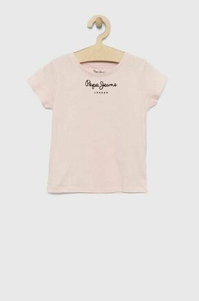 Otroška bombažna kratka majica Pepe Jeans Roza barva - roza. Otroški kratka majica iz kolekcije Pepe Jeans. Model izdelan iz pletenine s potiskom.