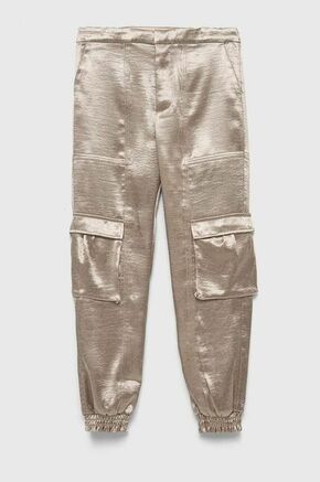 Otroške hlače Guess zlata barva - zlata. Otroški Hlače iz kolekcije Guess. Model izdelan iz enobarvne tkanine. Material