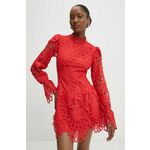 Bombažna obleka Answear Lab rdeča barva - rdeča. Obleka iz kolekcije Answear Lab. Model izdelan iz mrežaste pletenine. Model iz izjemno udobne bombažne tkanine.