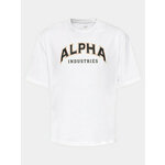 Bombažna kratka majica Alpha Industries College moška, bela barva, 146501 - bela. Kratka majica iz kolekcije Alpha Industries, izdelana iz pletenine. Model iz izjemno udobne bombažne tkanine.