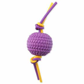 WEBHIDDENBRAND Igrača DOG FANTASY žoga + fleksibilna vrv TPR pena vijolična - 22 cm