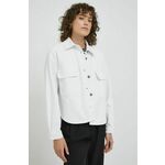 Jeans srajca Sisley ženska, bela barva - bela. Srajca iz kolekcije Sisley, izdelana iz jeansa. Izdelek vsebuje reciklirana vlakna.