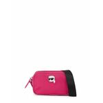 Torbica Karl Lagerfeld črna barva - roza. Majhna torbica iz kolekcije Karl Lagerfeld. Model na zapenjanje, izdelan iz tekstilnega materiala.