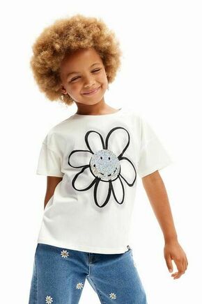 Otroška bombažna kratka majica Desigual bela barva - bela. Otroške kratka majica iz kolekcije Desigual. Model izdelan iz tanke