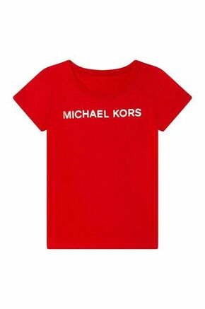 Otroška bombažna kratka majica Michael Kors rdeča barva - rdeča. Otroške kratka majica iz kolekcije Michael Kors. Model izdelan iz pletenine s potiskom.