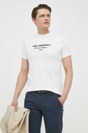 Bombažna kratka majica Karl Lagerfeld bela barva - bela. Lahkotna kratka majica iz kolekcije Karl Lagerfeld