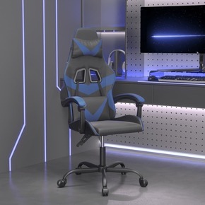VidaXL Vrtljiv gaming stol črno in modro umetno usnje