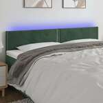 vidaXL LED posteljno vzglavje temno zeleno 200x5x78/88 cm žamet