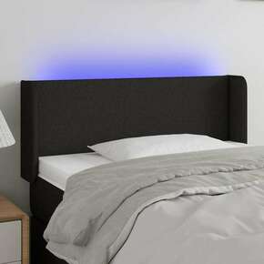 Greatstore LED posteljno vzglavje črno 83x16x78/88 cm blago