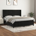 Box spring postelja z vzmetnico črna 180x200 cm žamet - vidaXL - črna - 85,81 - 180 x 200 cm - vidaXL
