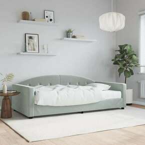 VidaXL Dnevna postelja z vzmetnico svetlo siva 100x200 cm žamet