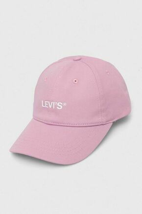Bombažna bejzbolska kapa Levi's roza barva - roza. Kapa s šiltom vrste baseball iz kolekcije Levi's. Model izdelan iz tkanine z nalepko.