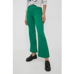 Kavbojke Pepe Jeans ženske - zelena. Kavbojke iz kolekcije Pepe Jeans, v stilu flare, z visokim pasom. Model izdelan iz enobarvnega denima.