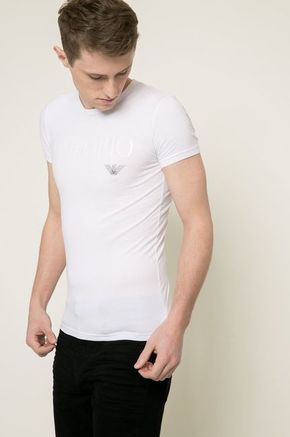 Emporio Armani Underwear t-shirt - bela. T-shirt iz kolekcije Emporio Armani Underwear. Model izdelan iz pletenine s potiskom.