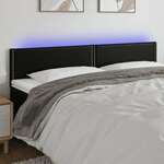 Greatstore LED posteljno vzglavje črno 200x5x78/88 cm umetno usnje