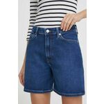 Jeans kratke hlače Tommy Hilfiger ženski, mornarsko modra barva - mornarsko modra. Kratke hlače iz kolekcije Tommy Hilfiger, izdelane iz jeansa. Model iz izjemno udobne tkanine z visoko vsebnostjo bombaža.