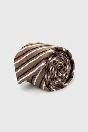 Svilena kravata BOSS bež barva - bež. Kravata iz kolekcije BOSS. Model izdelan iz vzorčaste tkanine.