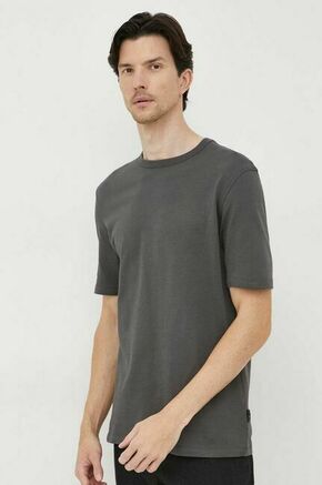 Bombažna kratka majica Sisley siva barva - siva. Kratka majica iz kolekcije Sisley