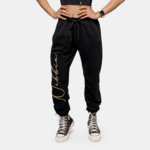 Nebbia High-Waist Joggers INTENSE Signature Black/Gold M Fitnes hlače