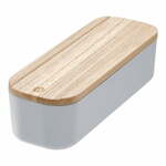 Siva škatla za shranjevanje s pokrovom iz pavlovnije iDesign Eco, 9 x 27,5 cm