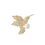 JwL Luxury Pearls Očarljiva pozlačena broška kolibri s pravim biserom JL0516