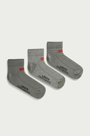 Nogavice Levi's siva barva - siva. Kratke nogavice iz kolekcije Levi's. Model izdelan iz elastičnega materiala. V kompletu so trije pari.