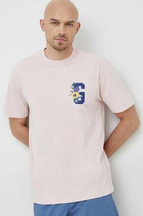 Bombažna kratka majica GAP roza barva - roza. Kratka majica iz kolekcije GAP. Model izdelan iz pletenine s potiskom.